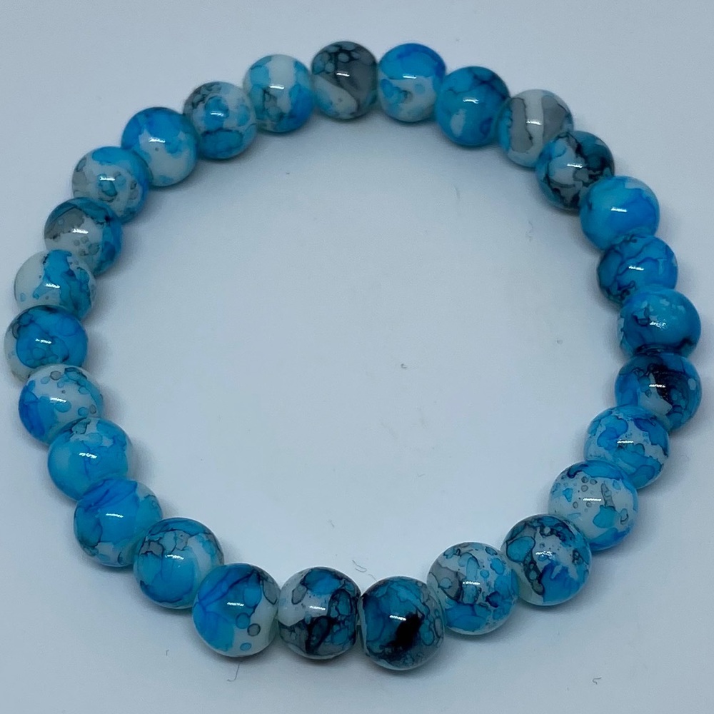 💚💚Stackable Handmade Blue Agate Bracelet💚💚